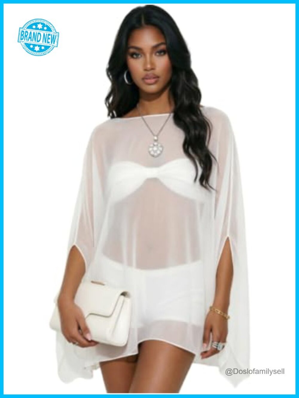 Sheer Chiffon Loose Beach Cover Up Poncho Top